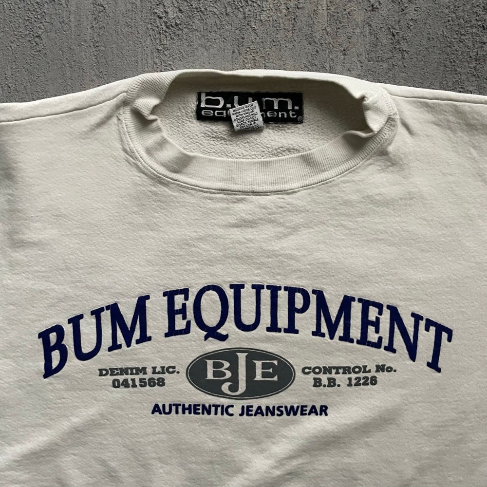 Vintage B.U.M. Equipment Graphic Sweatshirt Mens Extra Large White 90s - Picture 2 of 9
